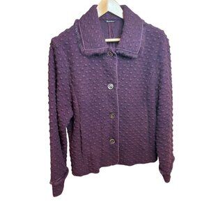 Brandtex Plum Textured Collared Button Down Jacket Sz 16